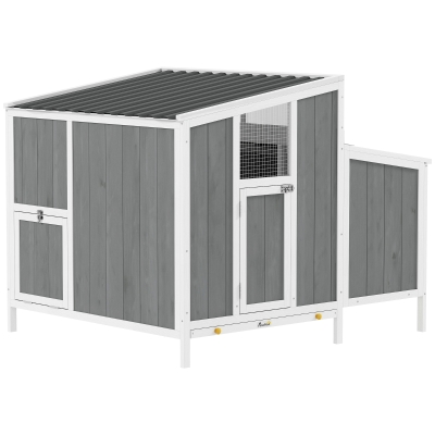 PawHut Wooden Chicken Coop for 4-6 Hens, Nesting Box & Tray