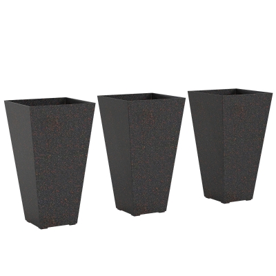 Outsunny 28" Tall Stackable Planters, Set of 3 with Drainage, Brown