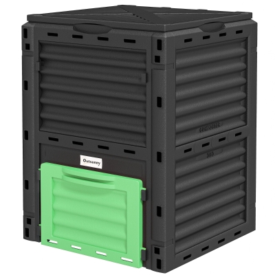 Outsunny 80 Gallon Outdoor Compost Bin, Large Capacity Aerating Box, Green