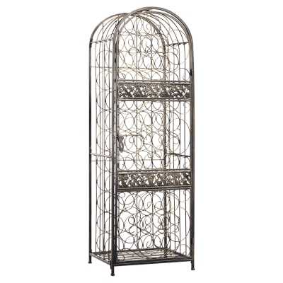 HOMCOM 45-Bottle Wrought Iron Wine Rack with Lock, Bronze