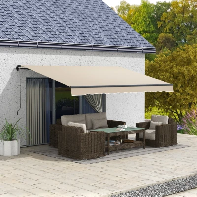 Outsunny 13' x 10' Retractable Awning, UV Resistant, Beige