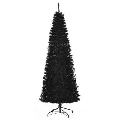HOMCOM 7 FT Black Pencil Christmas Tree with Stand, 818 Tips