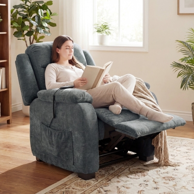 HOMCOM Massage Recliner Chair, Power Recliner with Quiet Brushless Motor, Remote, Pockets, 2 Memory Positions, Dark Grey