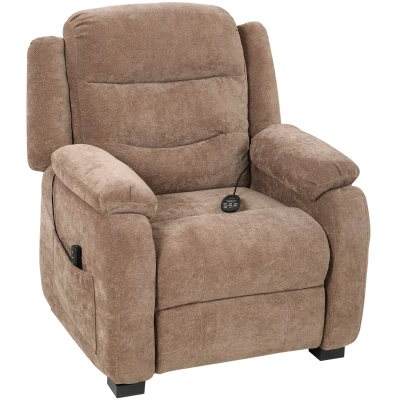 HOMCOM Massage Recliner Chair, Power Recliner with Quiet Brushless Motor, Remote, Pockets, 2 Memory Positions, Brown