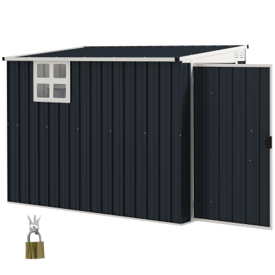 Outsunny 4' x 8' Outdoor Storage Shed, Metal Garden Shed with Window, 2 Vents and Lockable Door for Backyard, Garden, Patio