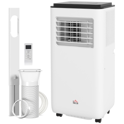 HOMCOM 8,000 BTU Moible Air Conditioner 345 Sq. Ft., Dehumidifier Fan Auto Sleep with 24H Timer On/Off, Window Kit, White