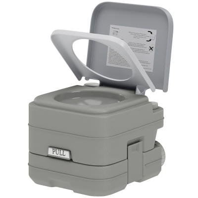 Outsunny Portable Camping Toilet, Porta Potty with 2.6 Gal Waste Tank & 2.6 Gal Flush Tank, Leak-Proof and Odourless