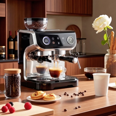 HOMCOM 15 Bar Coffee Maker Espresso Machine with Grinder Milk Frother Stainless Steel Espresso Maker for Cappuccino Latte Black