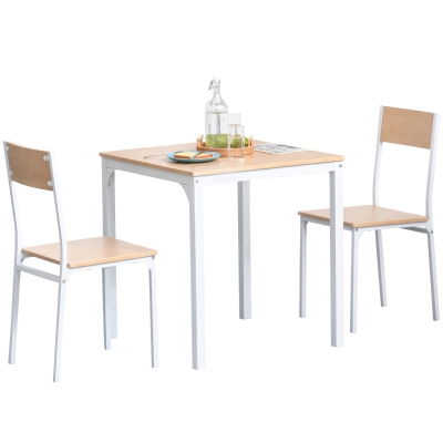 HOMCOM 3-Piece Wooden Dining Table Set, White