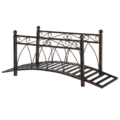 Outsunny 3.3' Metal Zen Garden Bridge, Bronze with Siderails