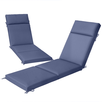 Outsunny Outdoor Chaise Lounge Cushions Set of 2, Navy Blue