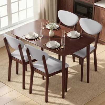 HOMCOM 5-Piece Dining Table Set, Modern Kitchen Table & Chairs, Gray
