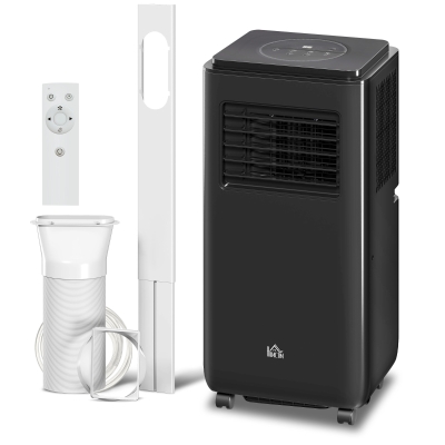 HOMCOM 10,000 BTU Moible Air Conditioner 440 Sq. Ft., Dehumidifier Fan Auto Sleep with 24H Timer On/Off, Window Kit, Black