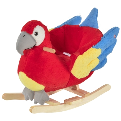 Qaba Kids Rocking Horse Toy, Plush Parrot Style for Ages 18-36M