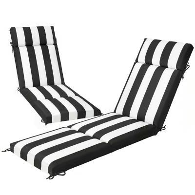 Outsunny Outdoor Chaise Lounge Cushions Set of 2, Black and White