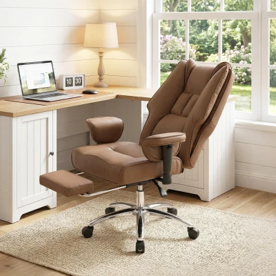 HOMCOM Ergonomic High Back Office Chair, Adjustable Armrests, Brown