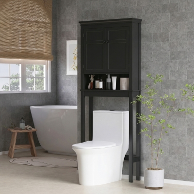 HOMCOM 3-Tier Over Toilet Storage Unit Washing Machine Cabinet Dryer Cabinet with Adjustable Shelf for Bathroom, Laundry