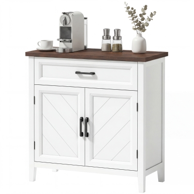 HOMCOM Modern Farmhouse Sideboard Buffet Cabinet with Adjustable Shelf, Storage & 2 Doors