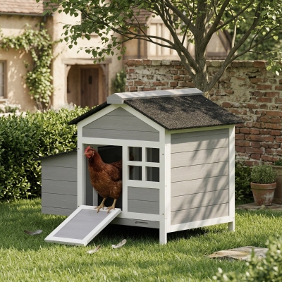 PawHut Wooden Chicken Coop with Nesting Box, Pull-out Metal Tray, for 1-2 Chickens, 36" x 25" x 27"