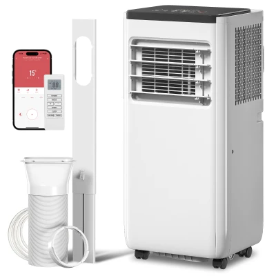 HOMCOM 8000 BTU Portable 4-in-1 Air Conditioner with Cool, Dehumidifier, Fan, Sleep, WiFi Voice Remote Control, White