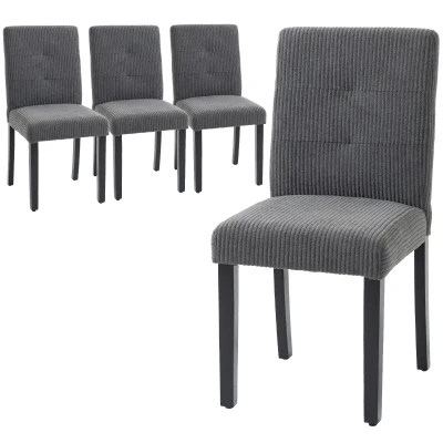 HOMCOM Modern Dining Chairs Set of 4, Kitchen Chairs with Rubberwood Legs and Padded Seat, Dark Grey