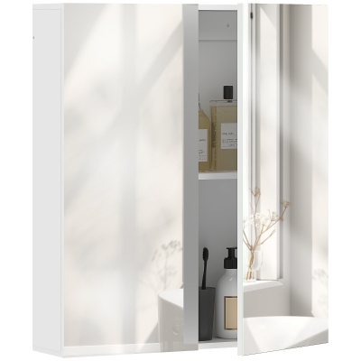 kleankin Wall Mounted Mirror Cabinet, Bathroom Medicine Cabinet with Mirror, 2 Doors, Adjustable Shelf and Soft Close Mechanism