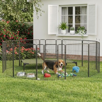 PawHut Dog Pen with Gate, 12 Panels Puppy Playpen, Dog Fence, 39"H