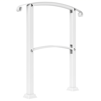 Outsunny 1-3 Step Handrails for Outdoor Steps, Porch Deck Railing, Metal Outdoor Stair Railing with Installation Kit, White