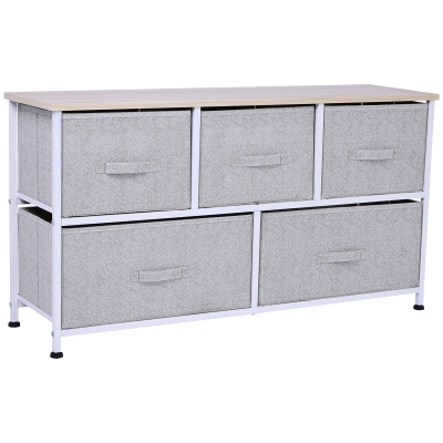 HOMCOM 40" 5-Drawer Storage Cube Dresser, Light Gray