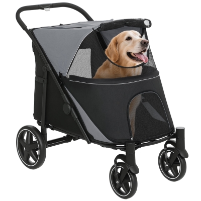 PawHut Dog Stroller for Pets up to 66 lbs, Foldable, Gray