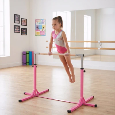 Soozier Adjustable Height Kids Gymnastics Bar, Pink