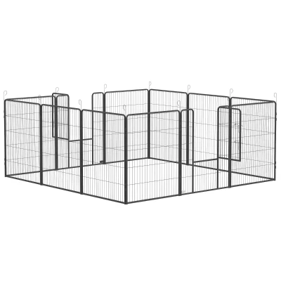 PawHut Dog Pen with Gate, 12 Panels Puppy Playpen, Dog Fence, 39"H