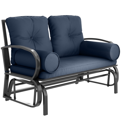 Outsunny 2-Person Swing Glider Rocking Chair, Patio Loveseat, Blue