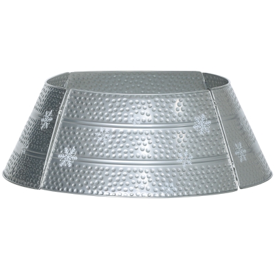 HOMCOM Christmas Tree Collar, Steel Skirt, 26" x 26" x 9", Silver
