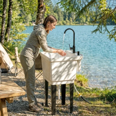 Outsunny Portable Hand Washing Station with Faucet & Soap Dispenser, White