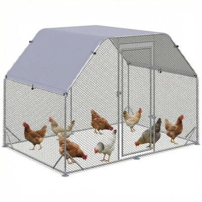 PawHut Large Chicken Coop, 9.2' x 6.2' Metal Run, Waterproof Cover