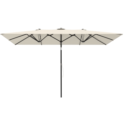 Outsunny Double-Sided Patio Umbrella Parasol with Tilt, Adjustable Height, Vents and 12 Ribs, for Garden, White