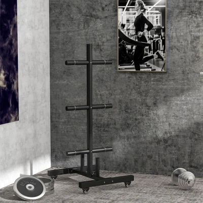 Soozier Olympic Weight Plate Rack with Wheels, 440lbs Capacity