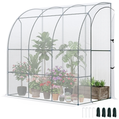 Outsunny 7' x 4' Outdoor Lean-to Greenhouse, White