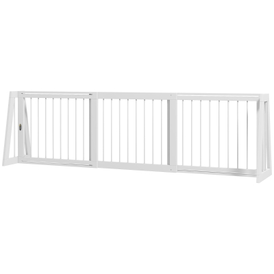 PawHut 28"-75" Freestanding Wooden Pet Gate with Support Feet, White