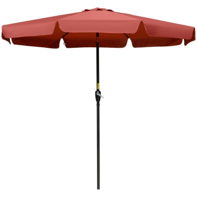 Outsunny 8.5 ft Outdoor Market Table Umbrella, Round Patio Umbrella with Tilt and Crank for Garden, Backyard, Deck, Wine Red