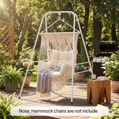 Outsunny Hammock Chair Stand with Anti-Slip Pads, 2 Carabiners, White