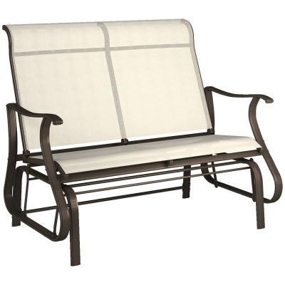 Outsunny 2-Person Outdoor Glider Bench, Beige Loveseat Chair