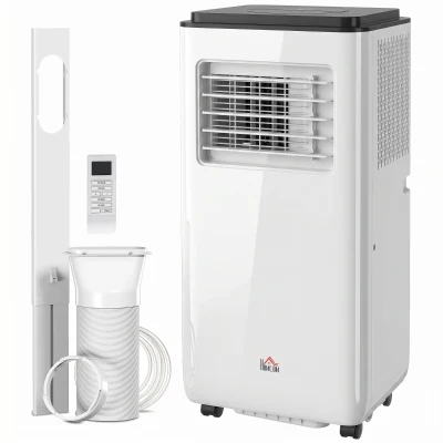 HOMCOM 8,000 BTU Moible Air Conditioner 345 Sq. Ft., Dehumidifier Fan Auto Sleep with 24H Timer On/Off, Window Kit, White
