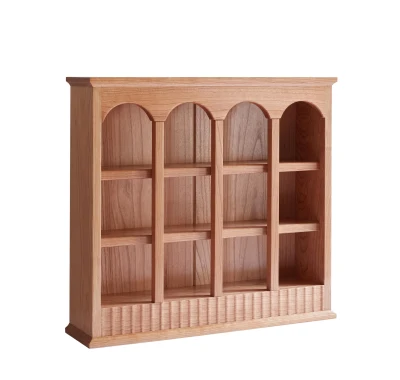 Solid Cup Storage Rack with Ample Shelving & Eco-Friendly Finish, 24.5″ L x 6″ W x 22″ H, Natural Cherry