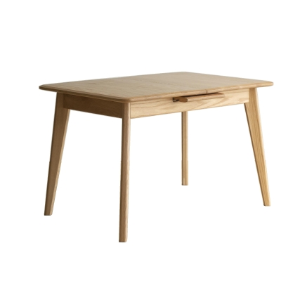 Extendable Dining Table with Diagonal Legs & Rounded Corners, 59″ L x 31.5″ W x 29.5″ H, Light Oak