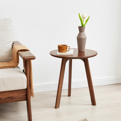 Stylish End Table with 3-Leg Stable Design & Non-Slip Pads, 17.5″ L x 17.5″ W x 19.5″ H, Walnut