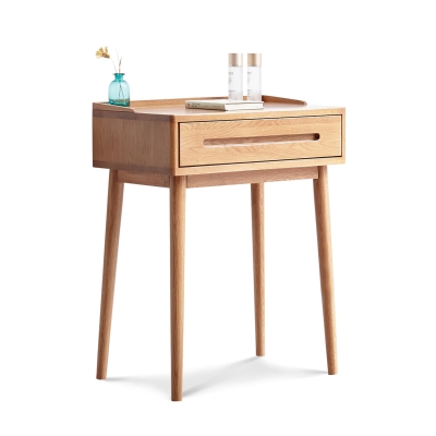 Compact Makeup Vanity Table with Storage Drawer, 23.5″ L x 15.5″ W x 30.5″ H, Oak