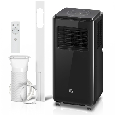 HOMCOM 10,000 BTU Moible Air Conditioner 440 Sq. Ft., Dehumidifier Fan Auto Sleep with 24H Timer On/Off, Window Kit, Black