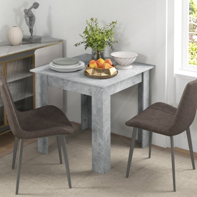 HOMCOM Square Dining Table, Modern Dining Room Table with Faux Cement Effect, Space Saving Small Kitchen Table, Cement Grey